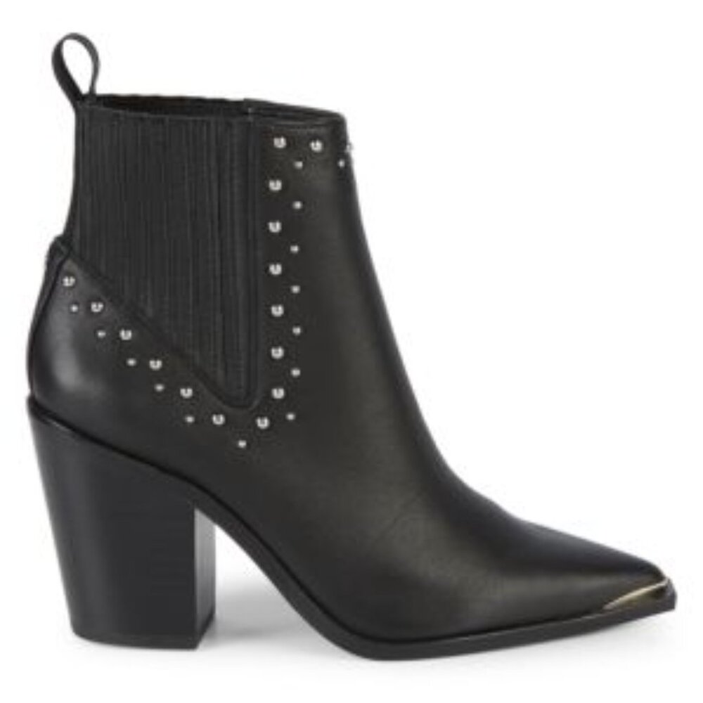 Kenneth Cole Bynona /West Side Studded Leather Western Black Booties EUC sz 5.5